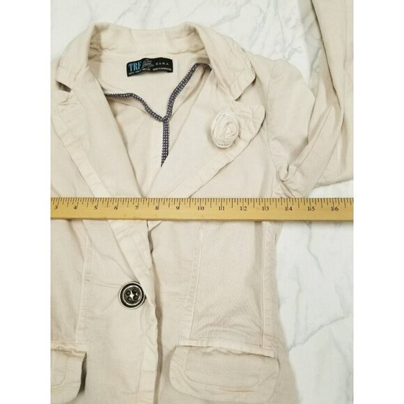 Zara TRF Chic Femme Beige Blazer Jacket With Rosette & Polka Dot Trim Size S - Picture 5 of 12